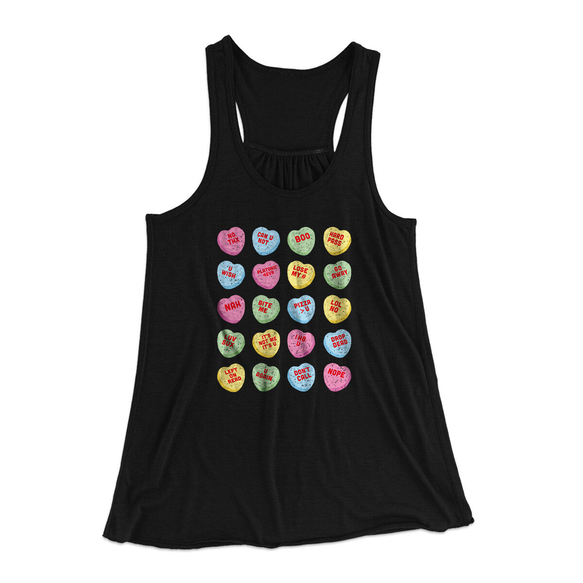 Candy Heart Anti-Valentines Women’S Flowey Racerback Tank Top