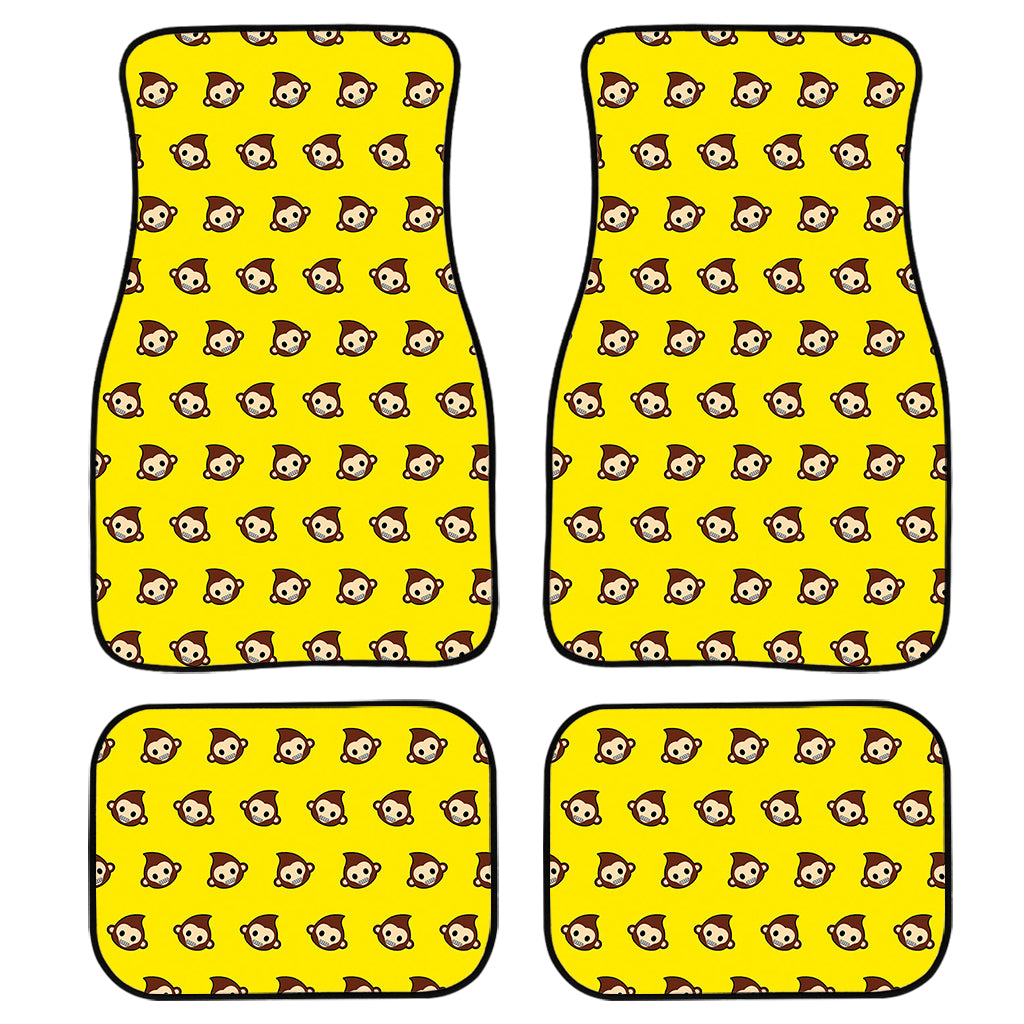 Monkey Emoji Pattern Print Front And Back Car Floor Mats, Front Car Mat