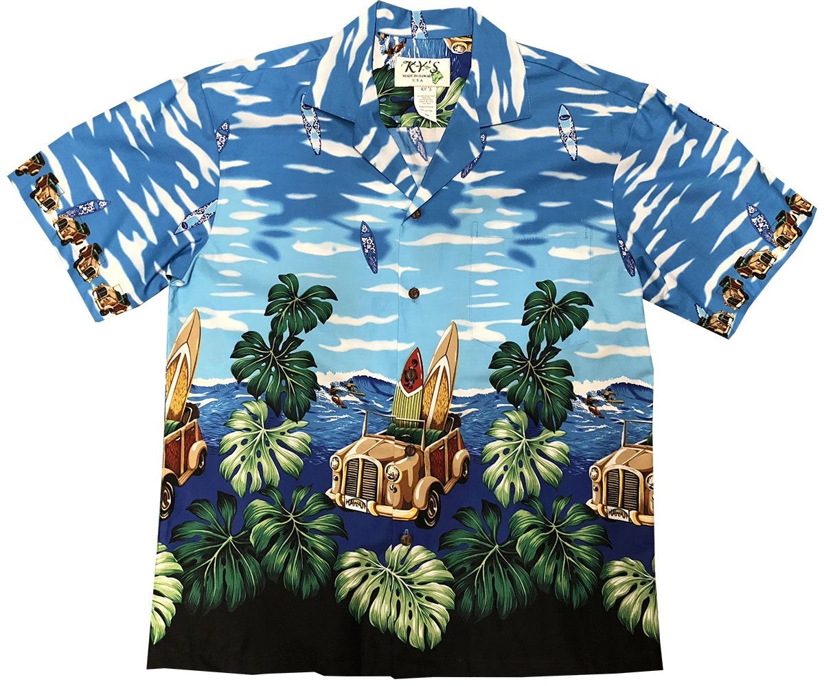 Surfboard Woody Blue Hawaii Shirt Made In Summer Beach Ha45408