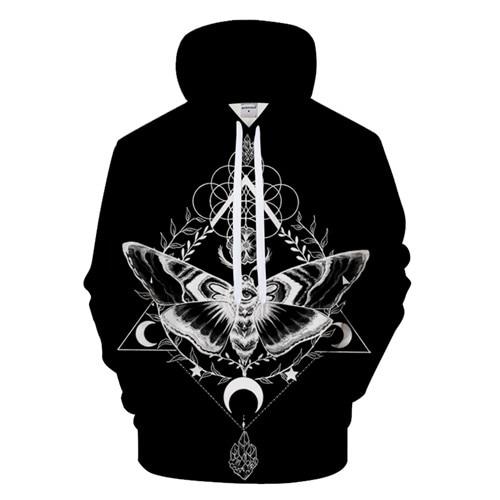 Black & White Moth Hoodie