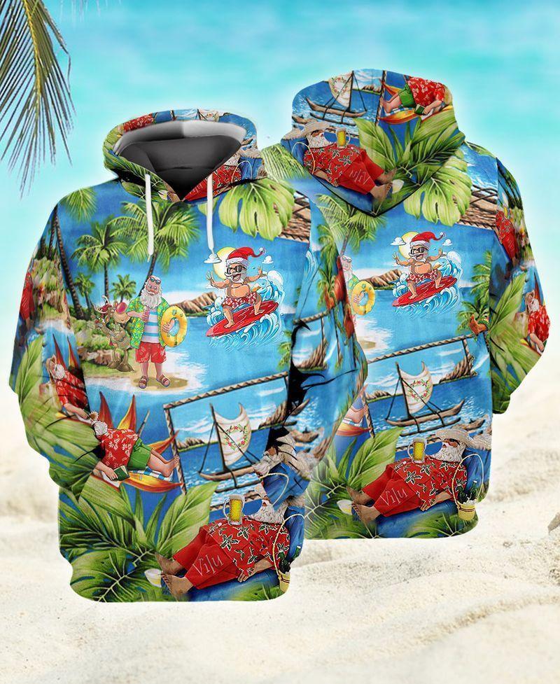 Santa Claus By The Beach 3D Hoodie