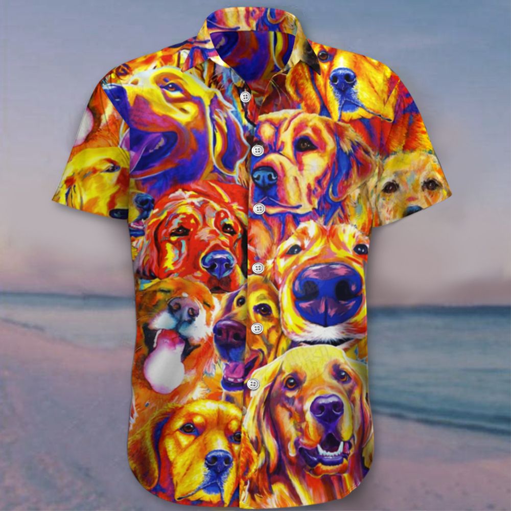 Golden Retriever Hawaii Shirt Unique Dog Mens Button Up Gift For Dad Ha55193