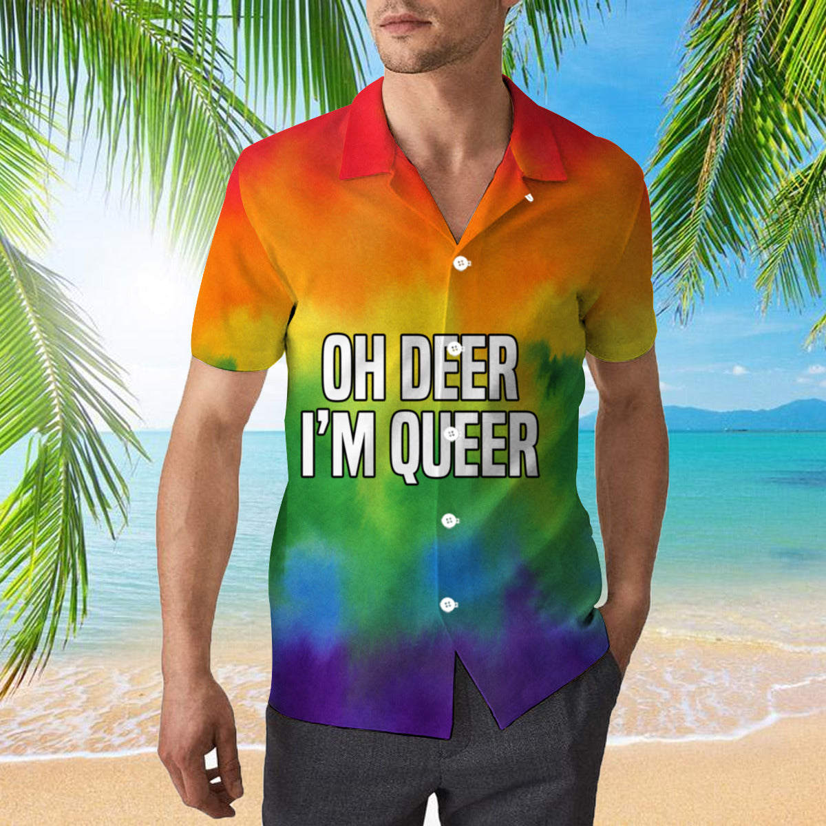 Oh Deer Im Queer I Lgbt Rainbow I Gay Pride Hawaiian Shirt | For Men & Women | Hw323