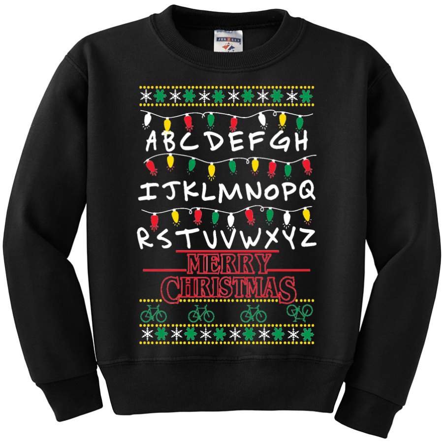 Stranger Alphabet Merry Christmas | Unisex Kids Boys Girls Ugly Christmas Sweatshirt