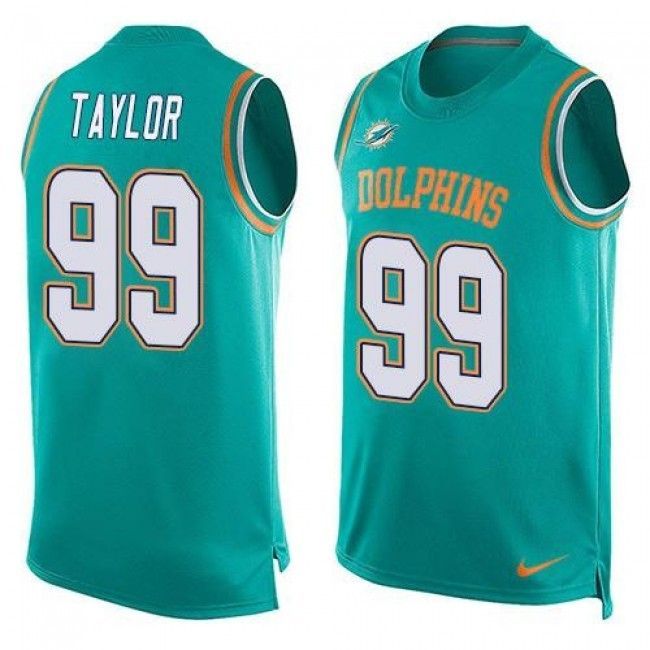 Dolphins #99 Jason Taylor Aqua Green Team Color Tanktop Jersey For Fans