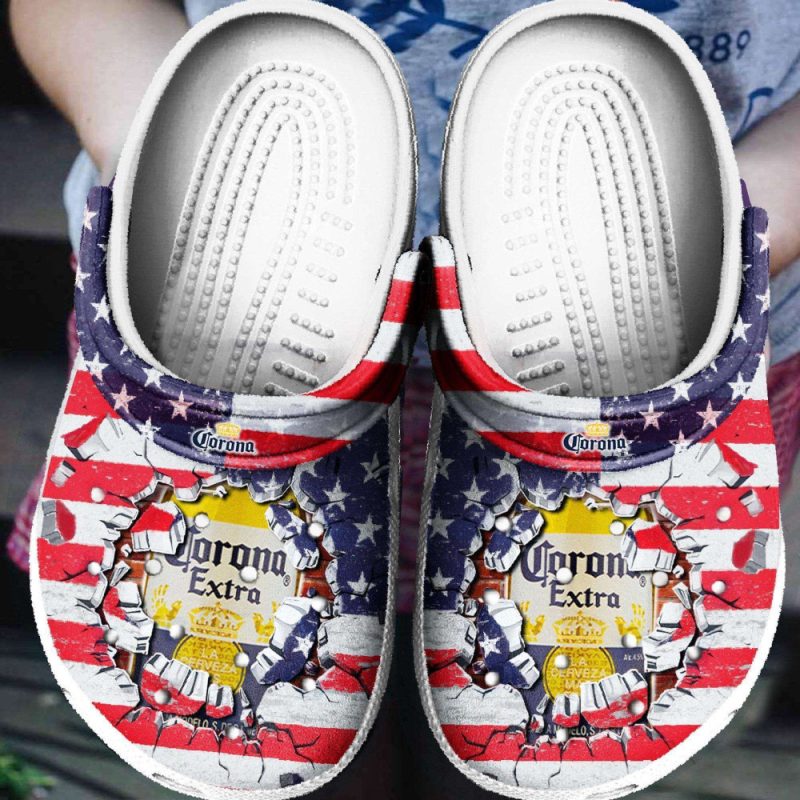 Drink Corona Extra American Flag Broken Brick clog Shoes Comfy Footwear