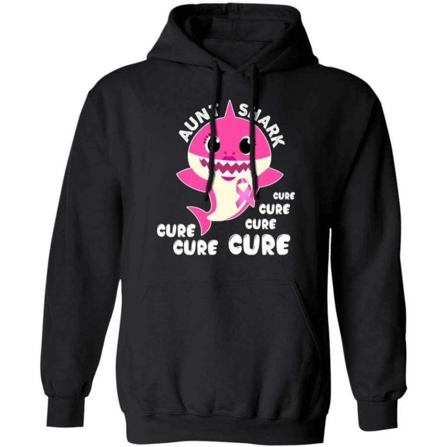 Aunt Shark Cure Cure Cure Breast Cancer Awareness Hoodie HA09