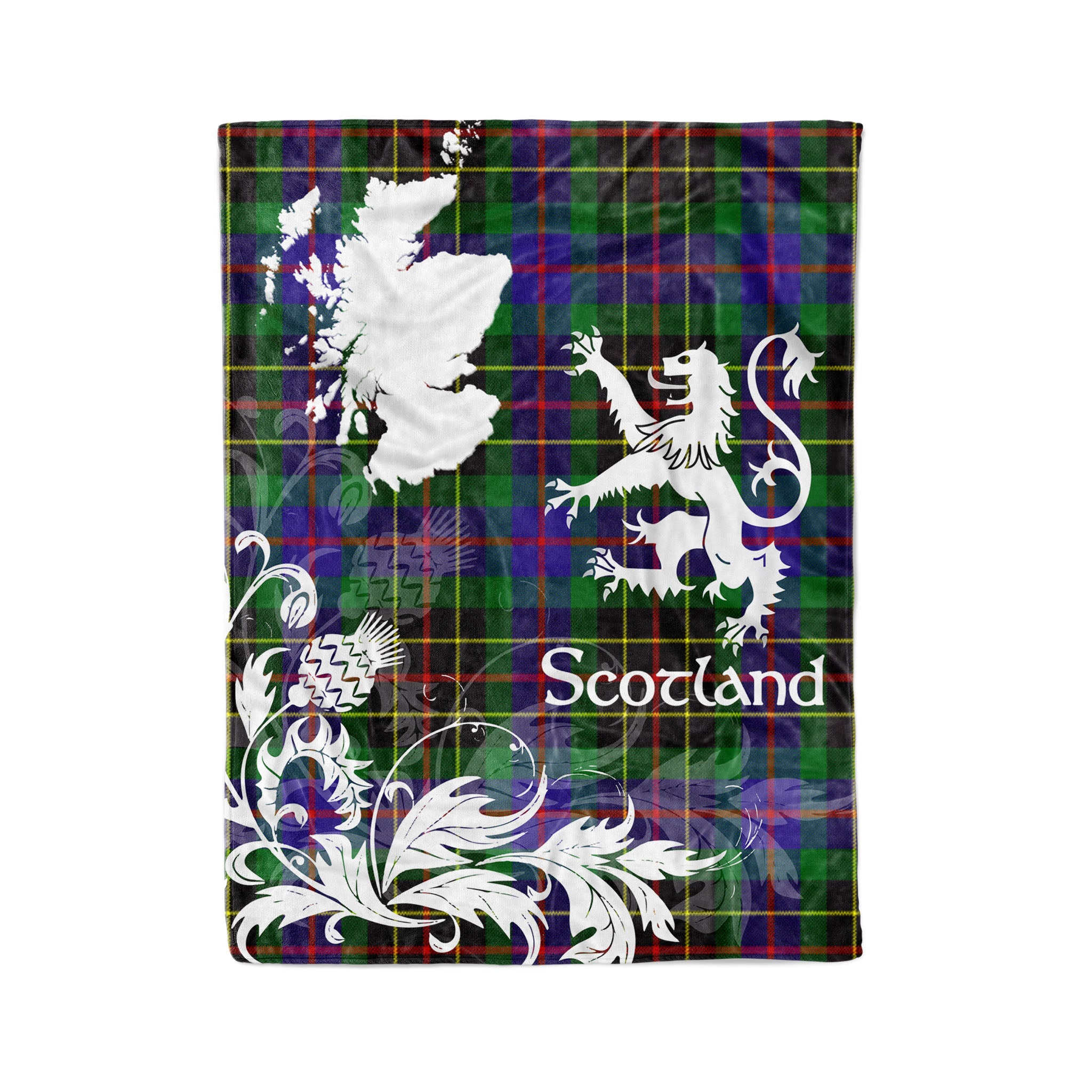 Tartan Plaid Fleece Blanket Tartan Blanket Thistle And Lion Scottish Clan Brodie Hunting Plaid Blanket