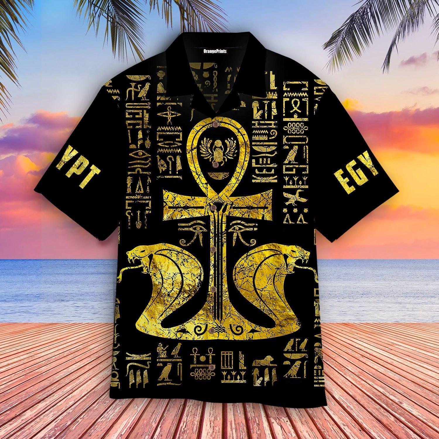 Ankh Ancient Egypt Yellow Hawaii Shirt For Men Women Ha80004