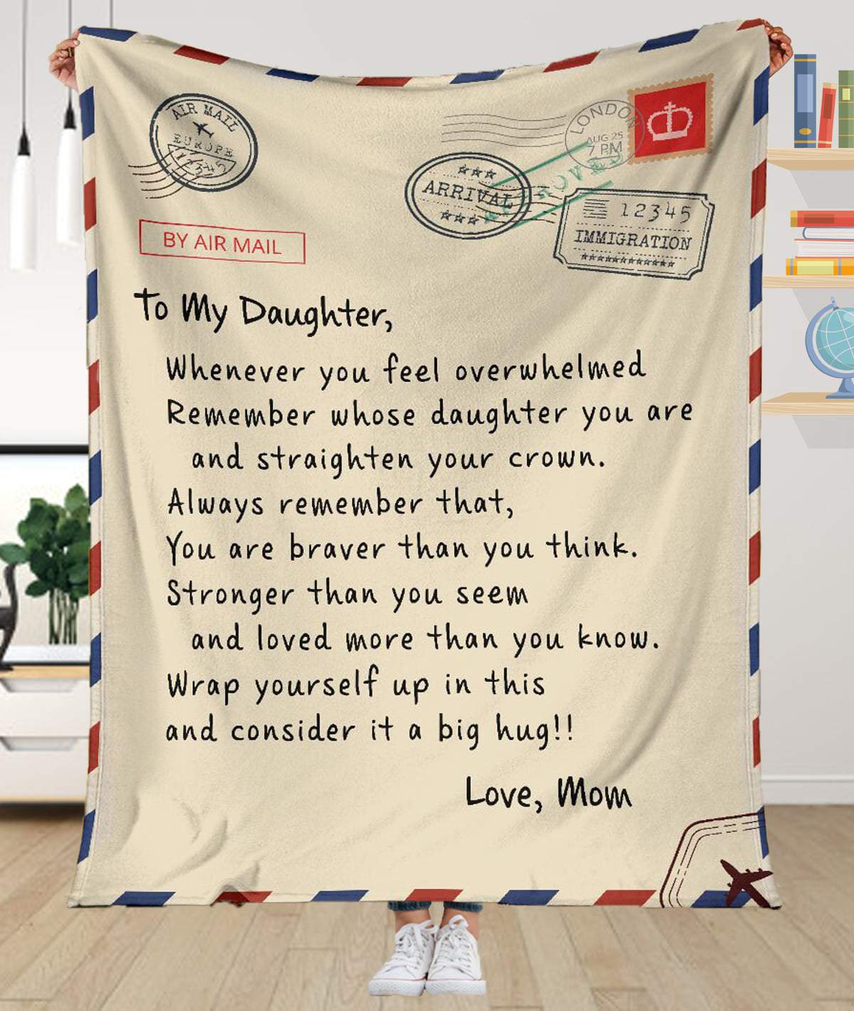 To My Daughter You Are Braver Than You Think Fleece Blanket – Quilt Blanket, Gift From Mom To Daughter, Home Decor Bedding Couch Sofa Soft And Comfy Cozy