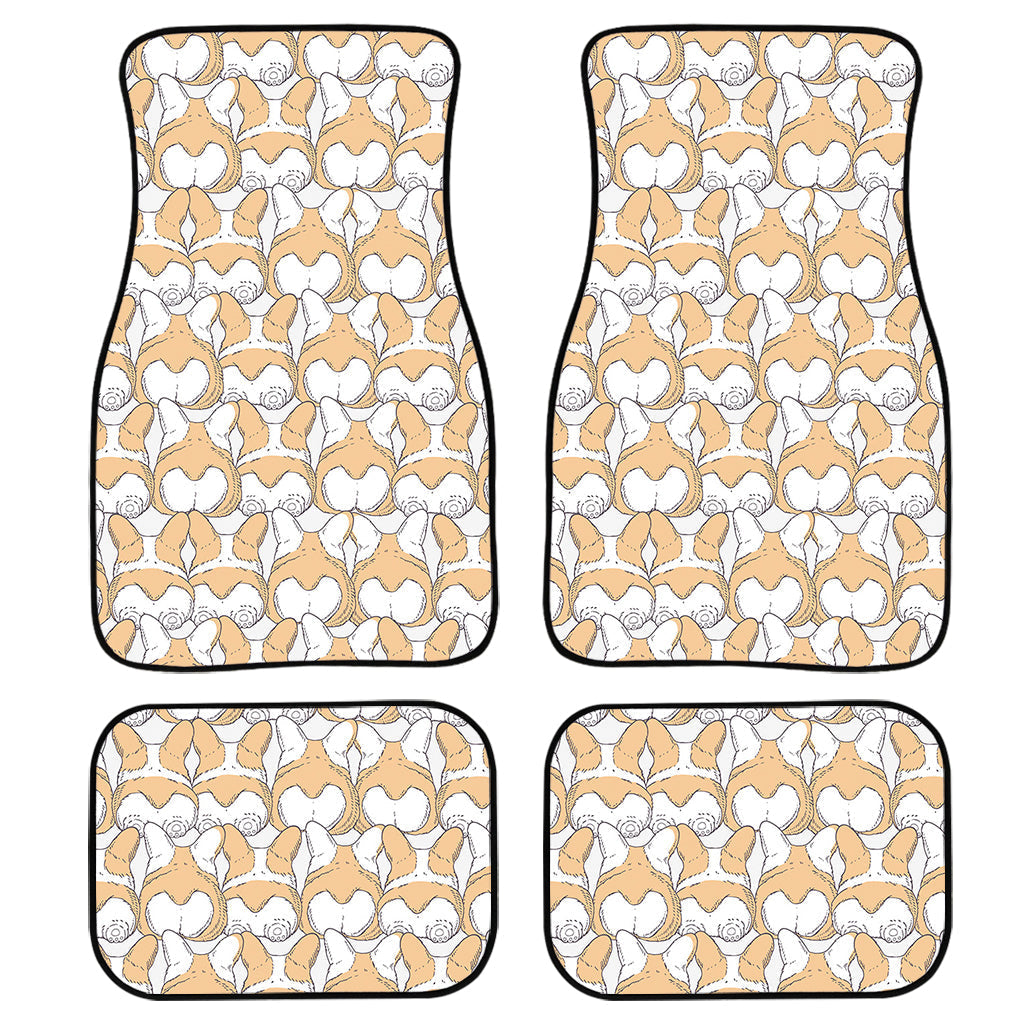 Corgi Butt Pattern Print Front And Back Car Floor Mats, Front Car Mat