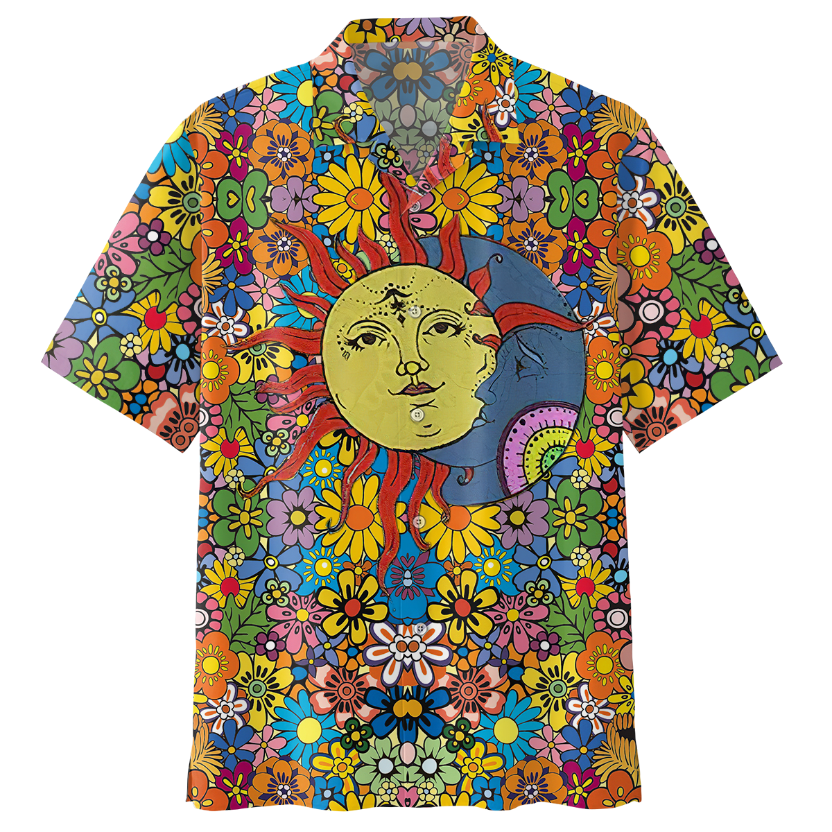 Hippy Flower Child Boho Celestial Sun And Moon Trippy Hawaii Shirt Ha71107