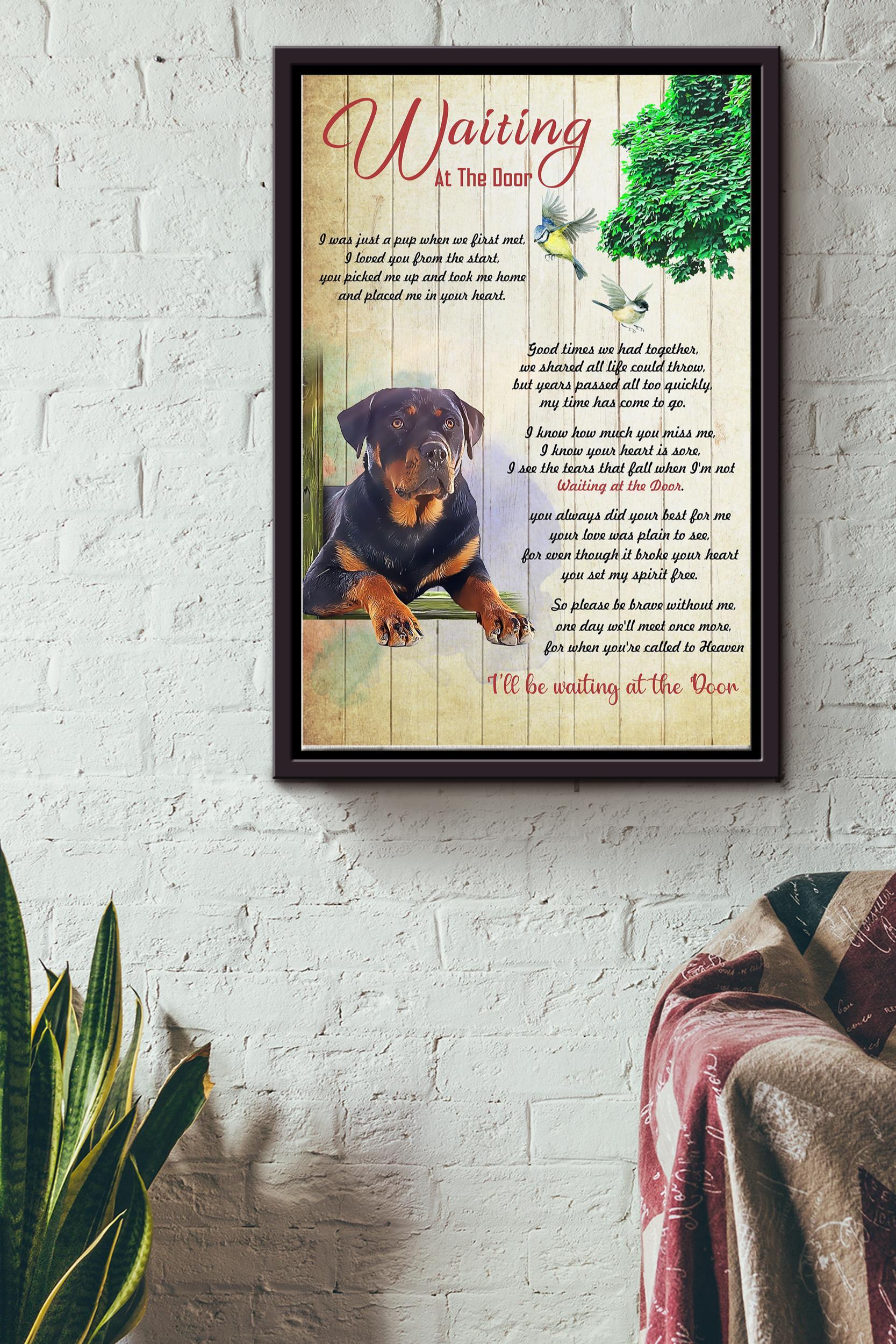 Waiting At The Door Poster – Animal Wall Art – Gift For Dog Lover Puppy Foster Dog Fan Soulmate Lover Home Decor Framed Matte Canvas