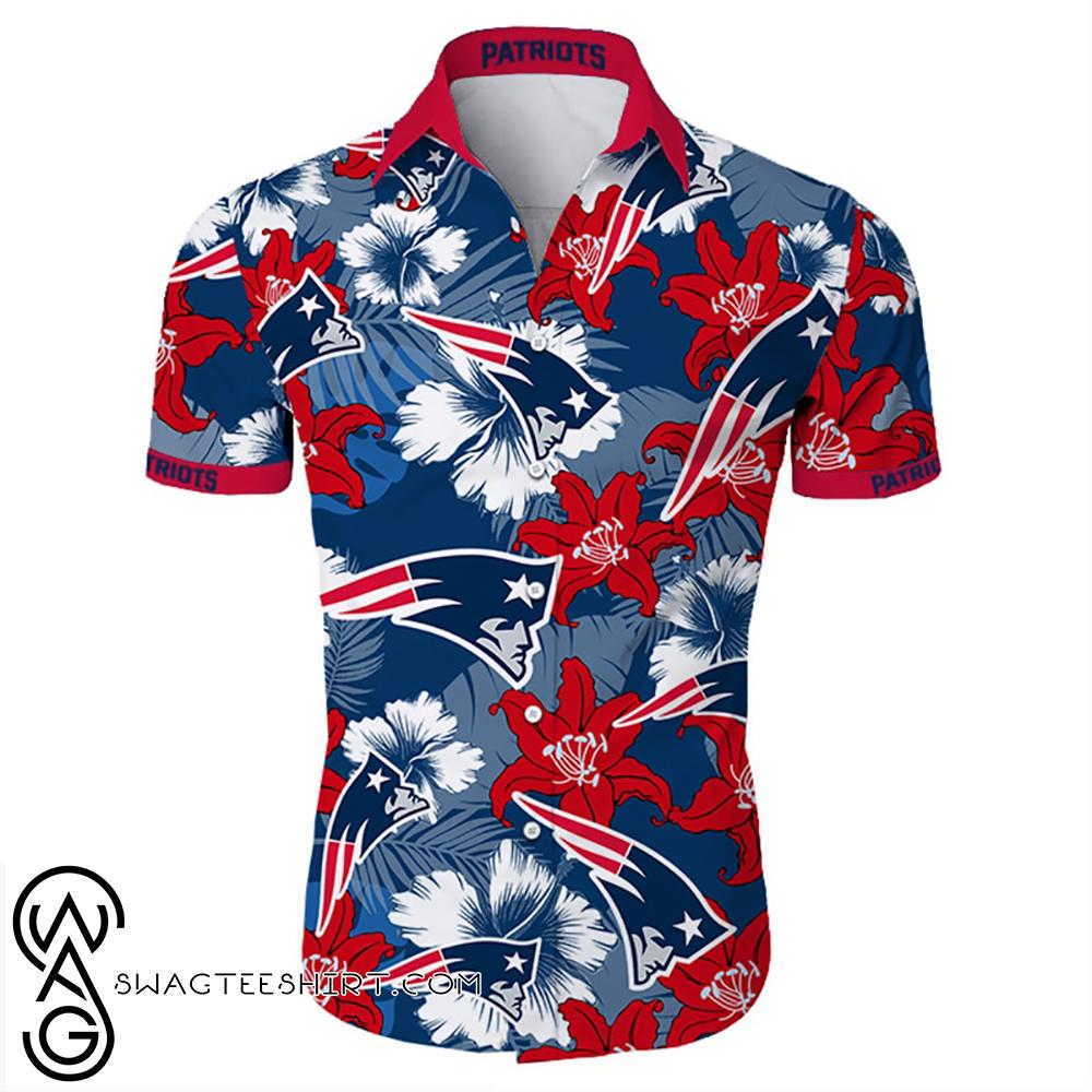 Beach Shirt New England Patriots Tropical Flower Hawaiian Shirt