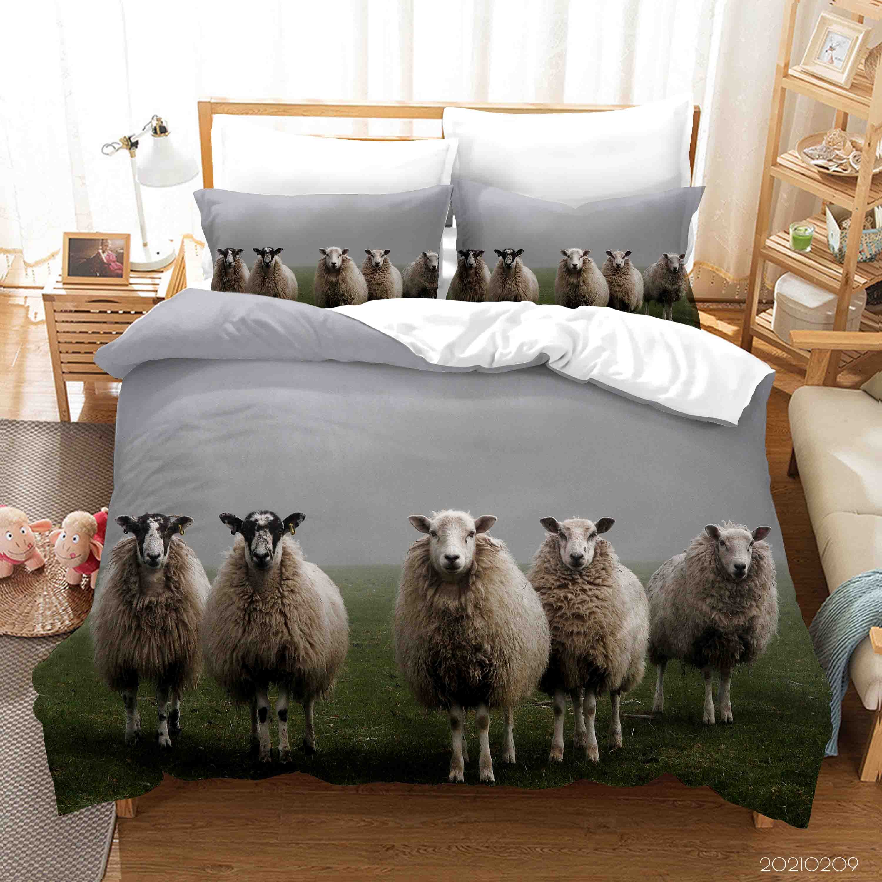 3D Animal Meadow Sheep Quilt Cover Set Bedding Set Duvet Cover Pillowcases 307