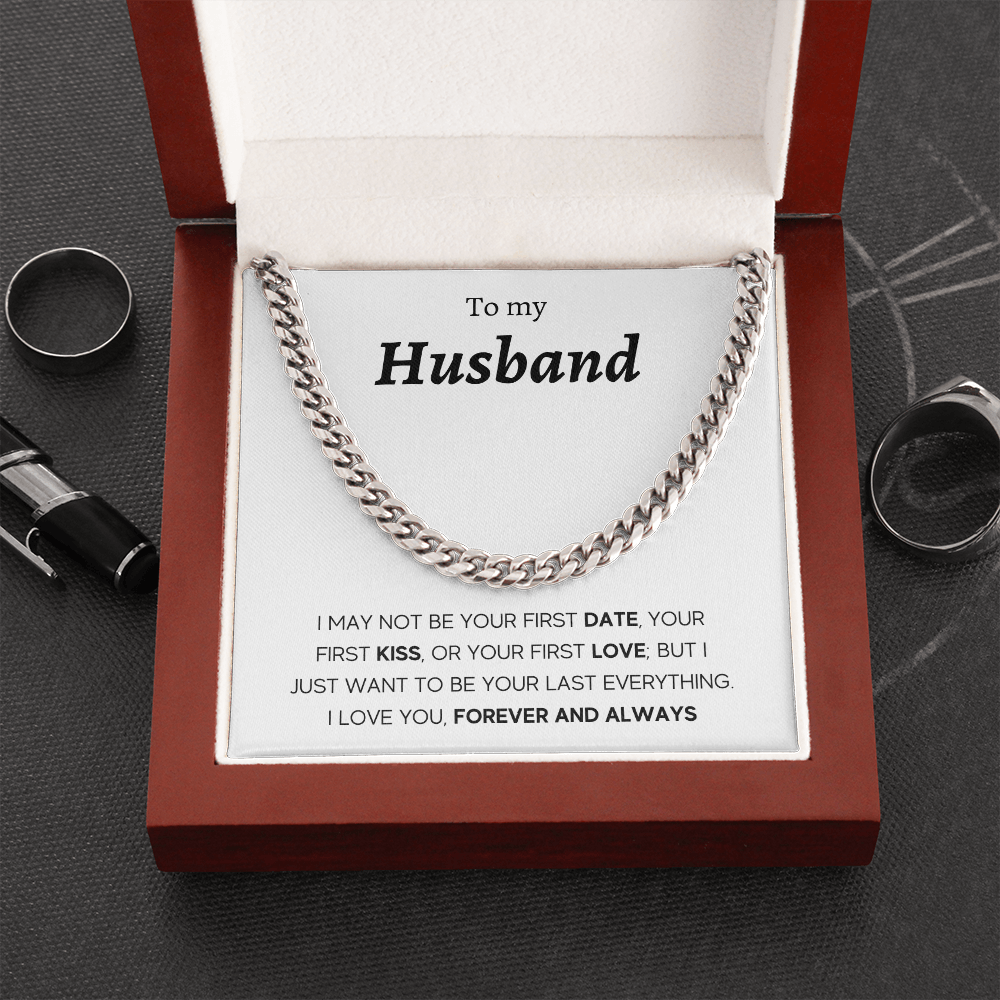 To My Husband Necklace, Cuban Link Chain Necklace For Men, Husband Gift