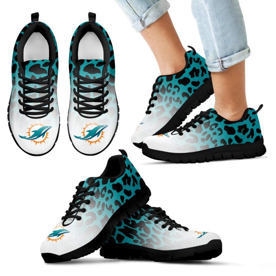 Leopard Pattern Awesome Miami Dolphins Sneakers