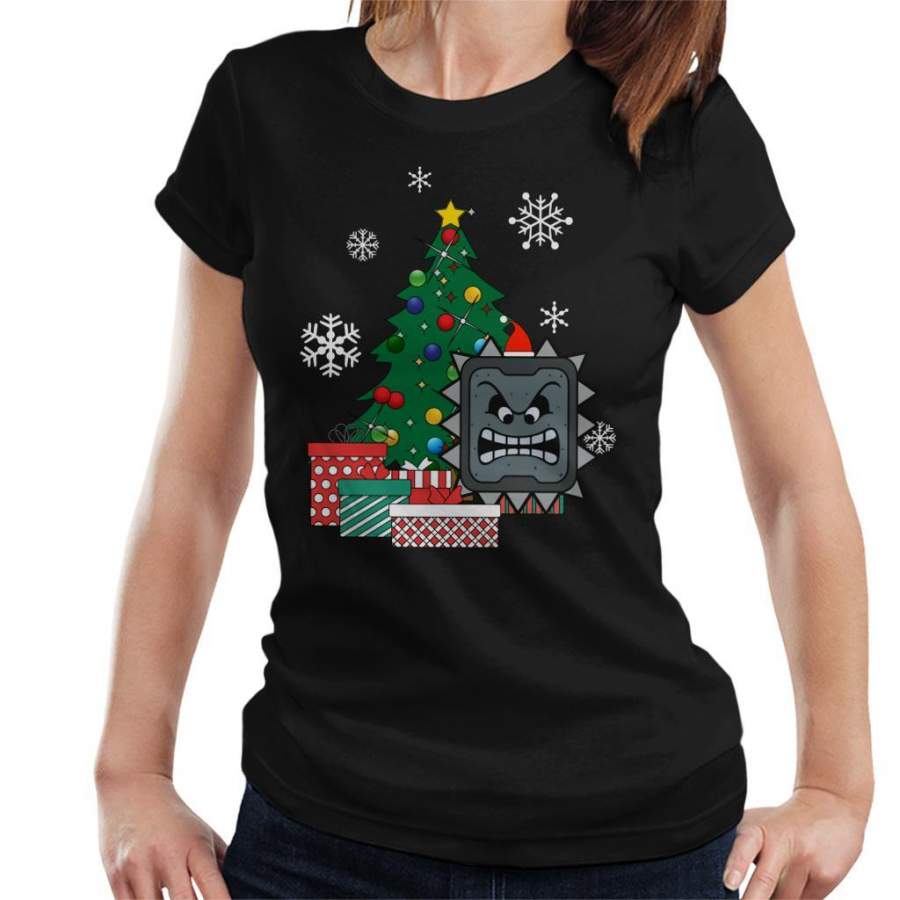 Thwomp Around The Christmas Tree Mario Women’s T-Shirt