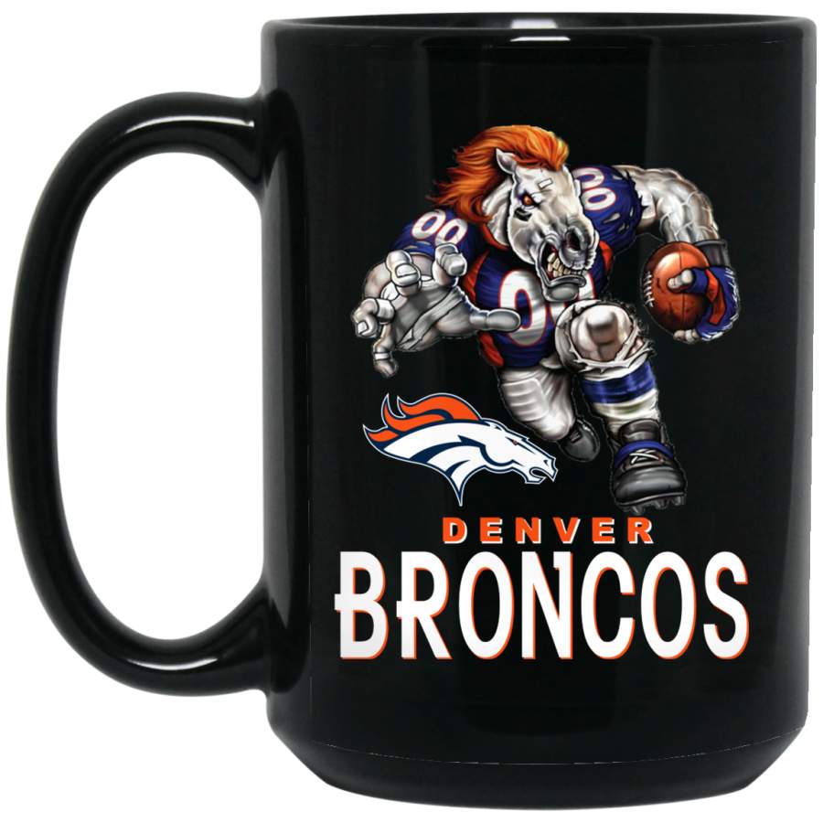 Denver Broncos Logo Player Mascot (black mugs) BM15OZ 15 oz. Black Mug