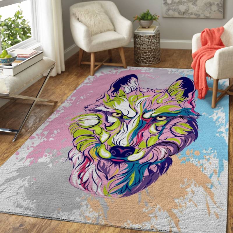 Wolf sketch Illustration – Animals Area Rug Carpet