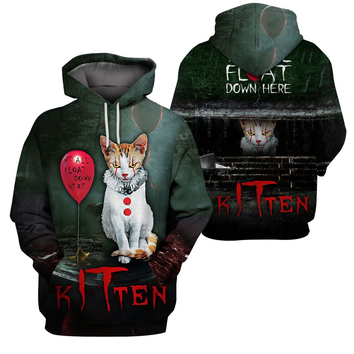 3D All-Over Printed Apparels ‘We All Float Down Here’ Kitten