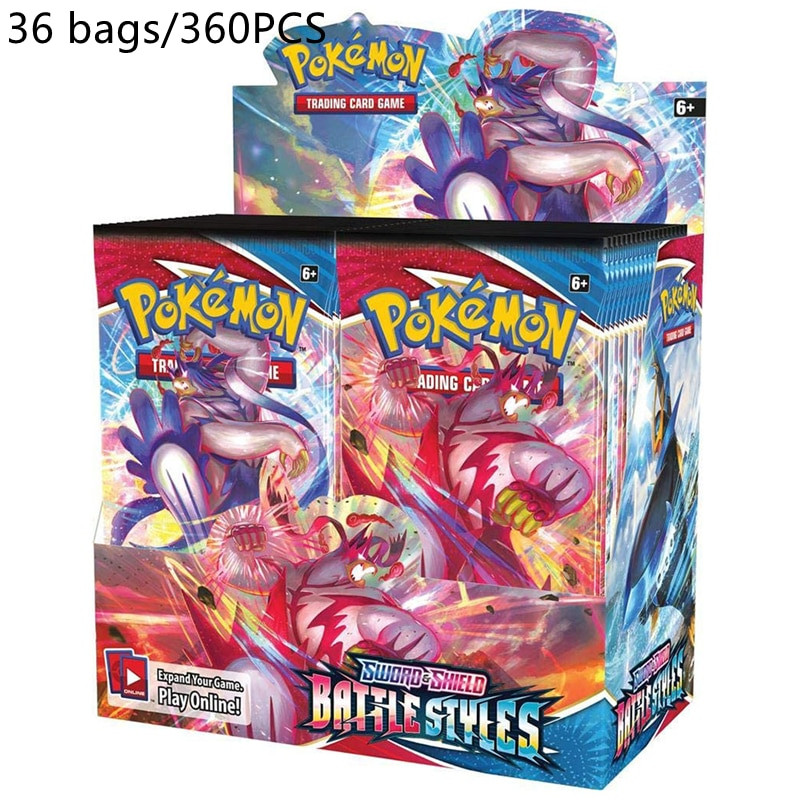 36 Bags/360Pcs Pokemon Cards Box Toys Tcg: Sword & Shield Battle Styles Booster Bag Sealed Trading Card Game Collectible Toys