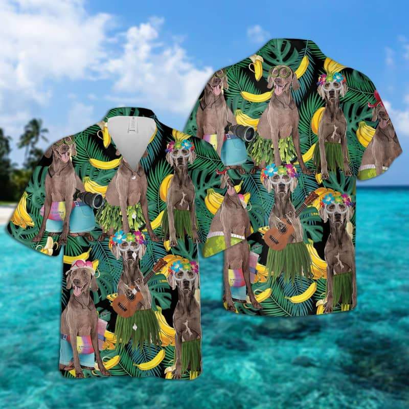 Weimaraner Hawaii Unisex Print Aloha Short Sleeve Casual Shirt Ha81051