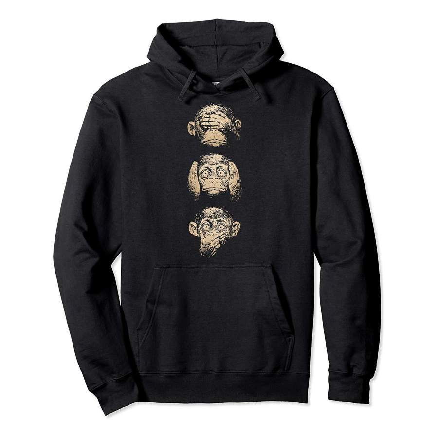 "3 Wise Monkeys" Cute Animal Graphic Hoodie