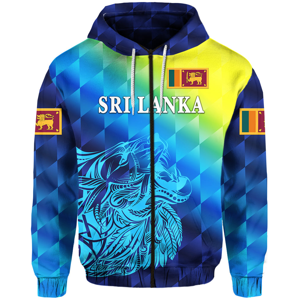 (Custom Personalised) Sri Lanka Zip Hoodie Lion Vibes Lt8