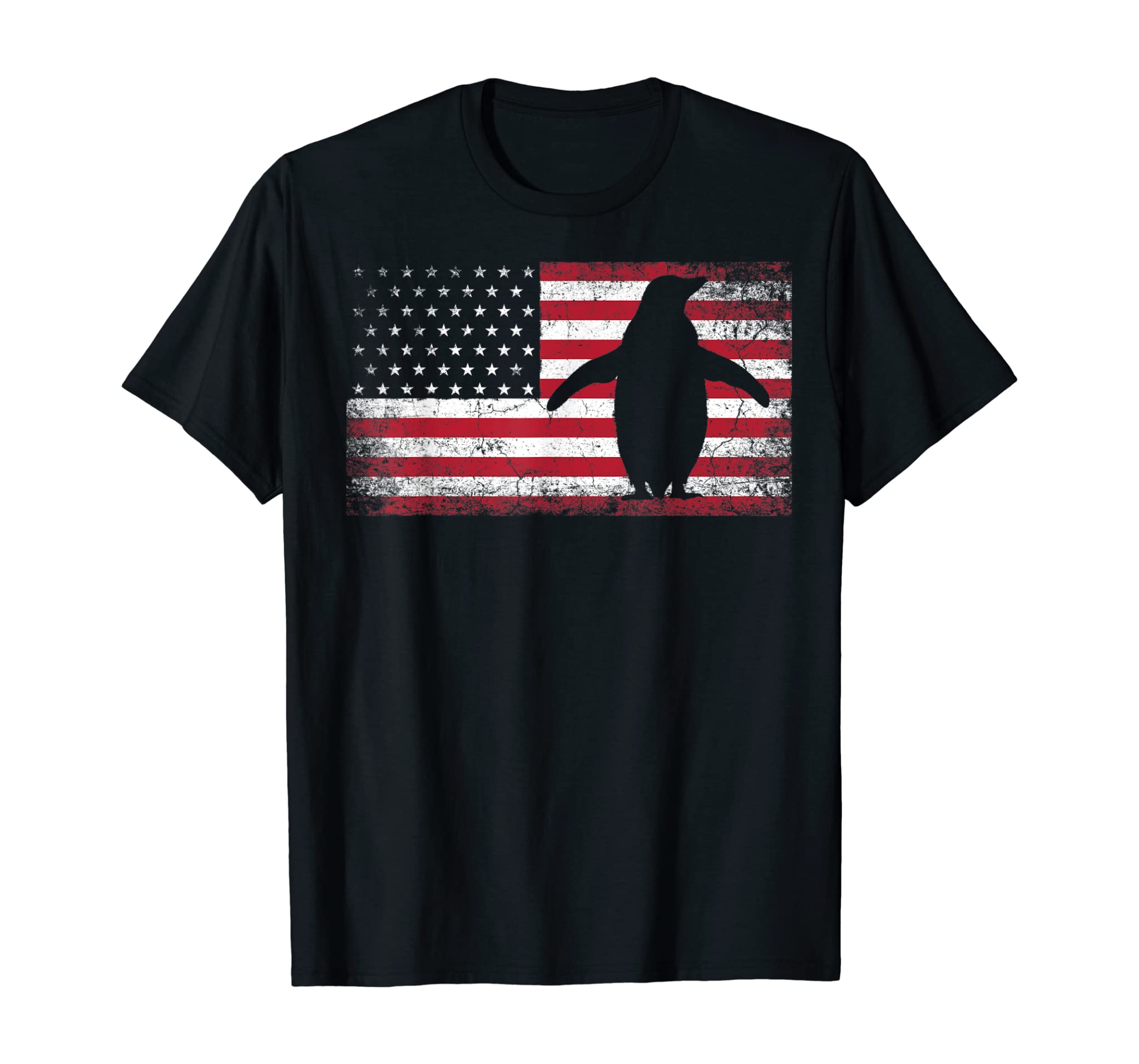 American Flag Penguin Bird 4Th Of July Retro Men Women Usa T-Shirt