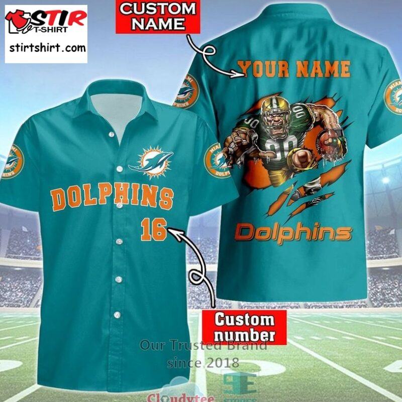 Miami Dolphins Mascot Personalized Hawaiian Shirt