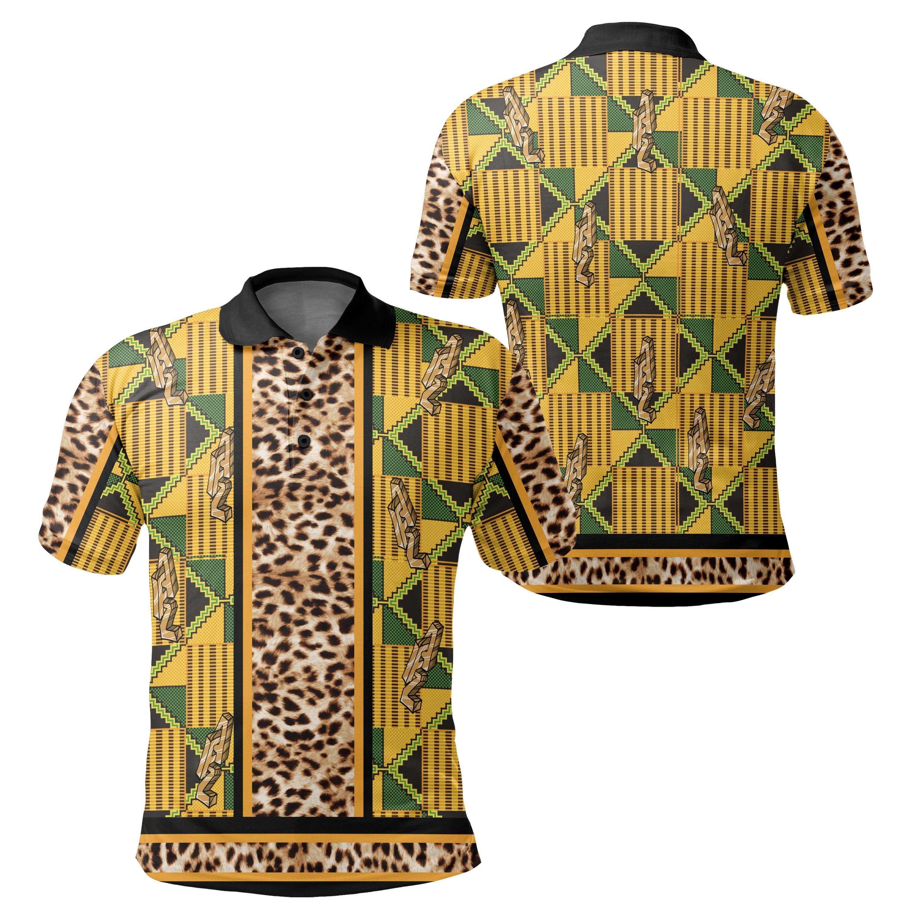 Greek Life Shirt – Ghana Kente Leopard King Polo Shirt