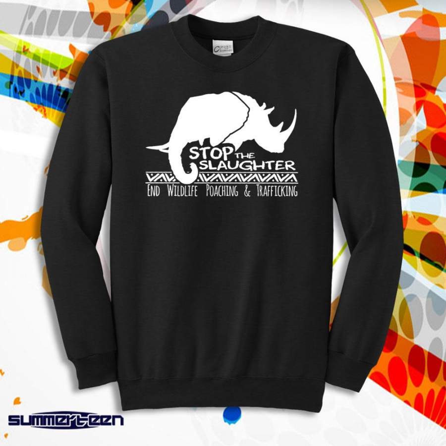 Animal Rights Anti Poaching Rhino And Elephant Men’S Sweatshirt