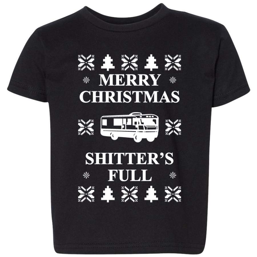 Merry Christmas Shitter’s Full Ugly Christmas Sweater Toddler Crew Graphic T-Shirt