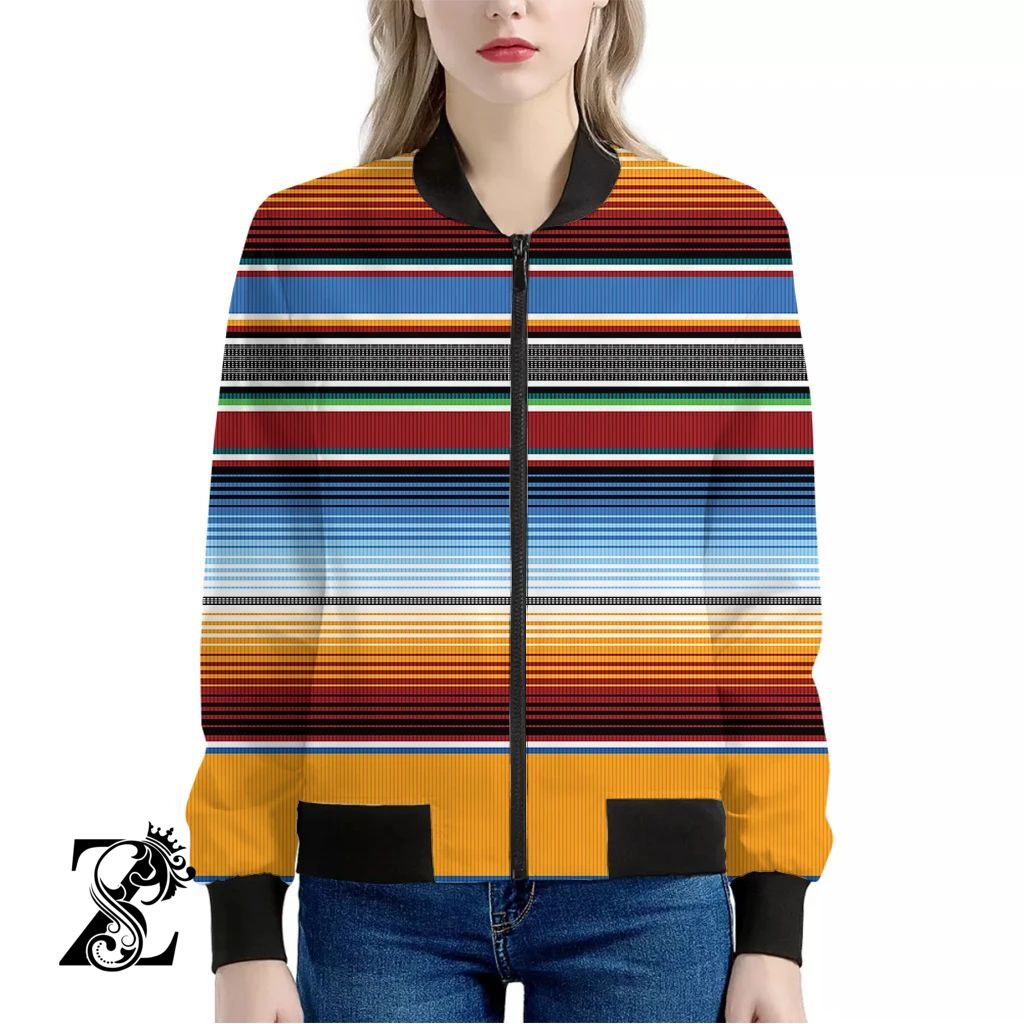 Tribal Serape Blanket Pattern Print Women’S Bomber Jacket