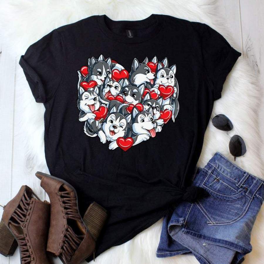 Siberian Husky Heart Valentines Day Shirt , Valentine Gift