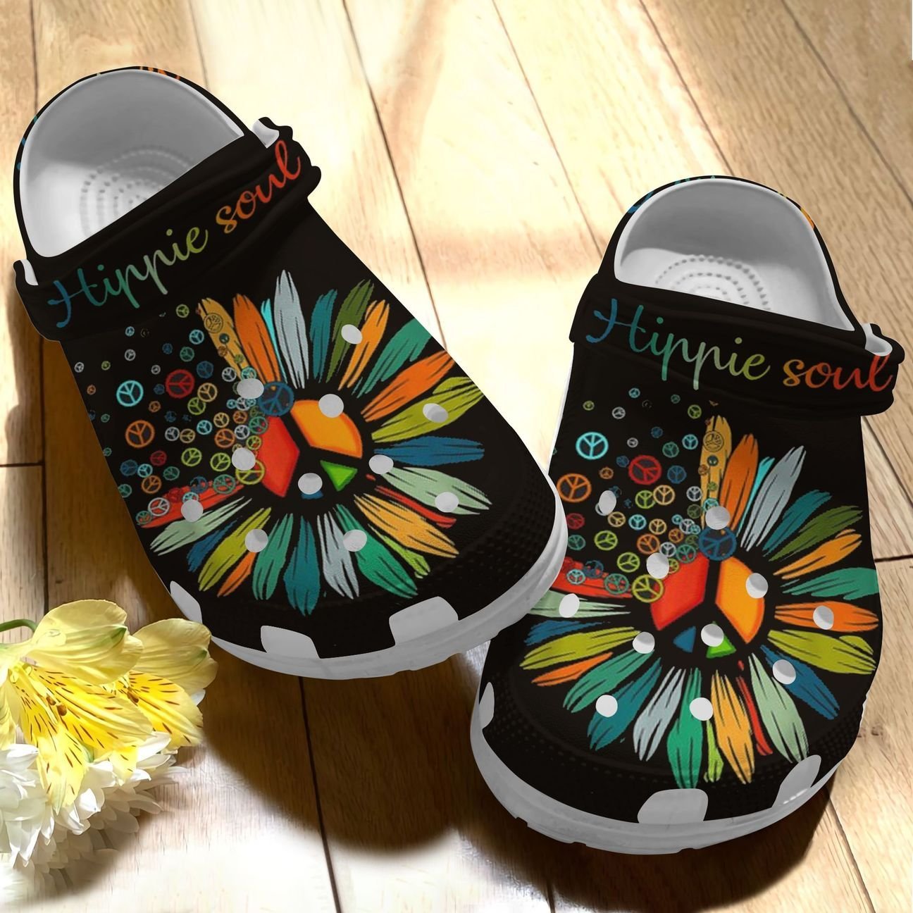 Hippie Personalize Clog, Custom Name, Text, Fashion Style For Women, Men, Kid, Print 3D Whitesole My Hippie Soul