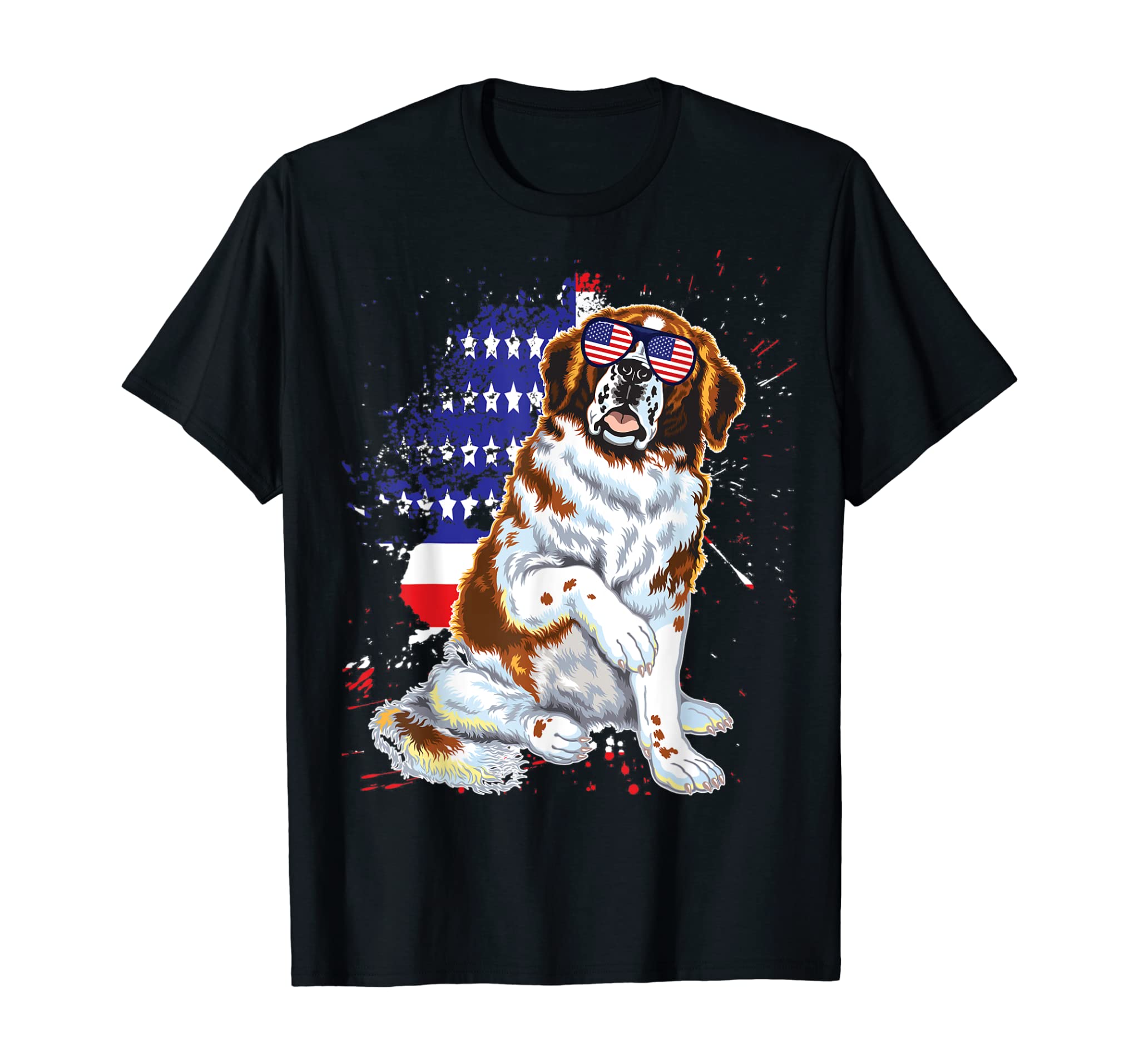 Funny Saint Bernard dog Independence Day T-shirt