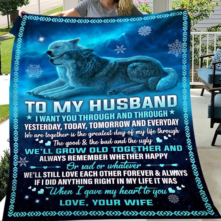 To My Husban, Wolf Fleece Blanket