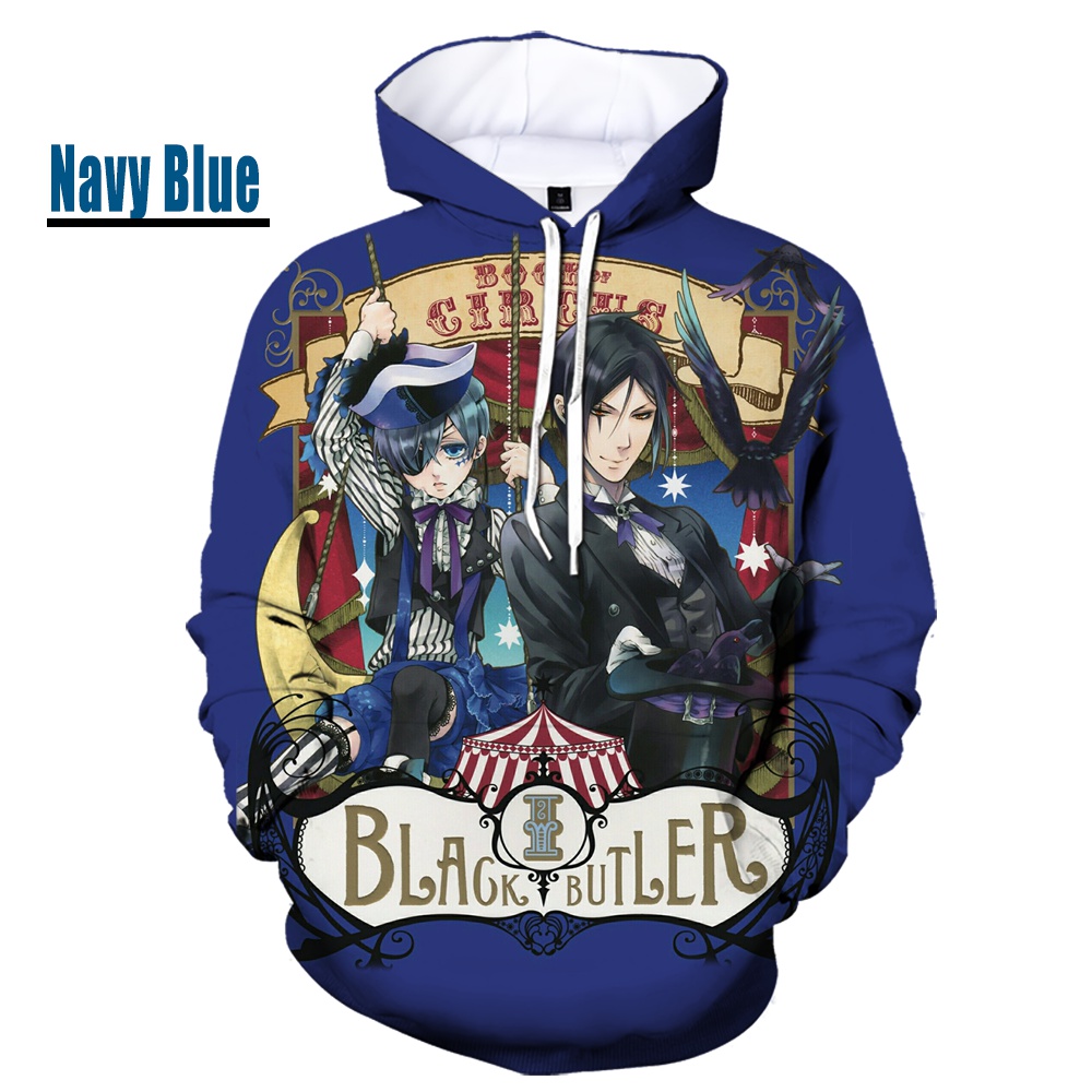 3D Printing Japanese Anime Black Butler Hoodie Fashion Casual Role Playing Unisex Harajuku Round Neck Long-sleeved Sweatshirt p alx