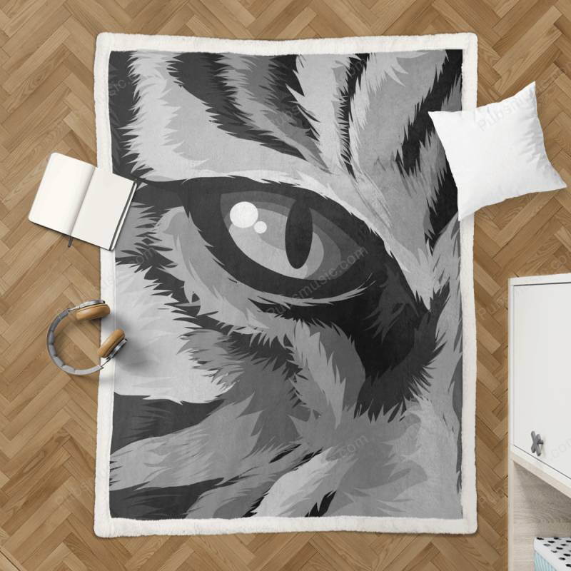 Tiger Pop Art Grayscale – Sherpa Fleece Blanket