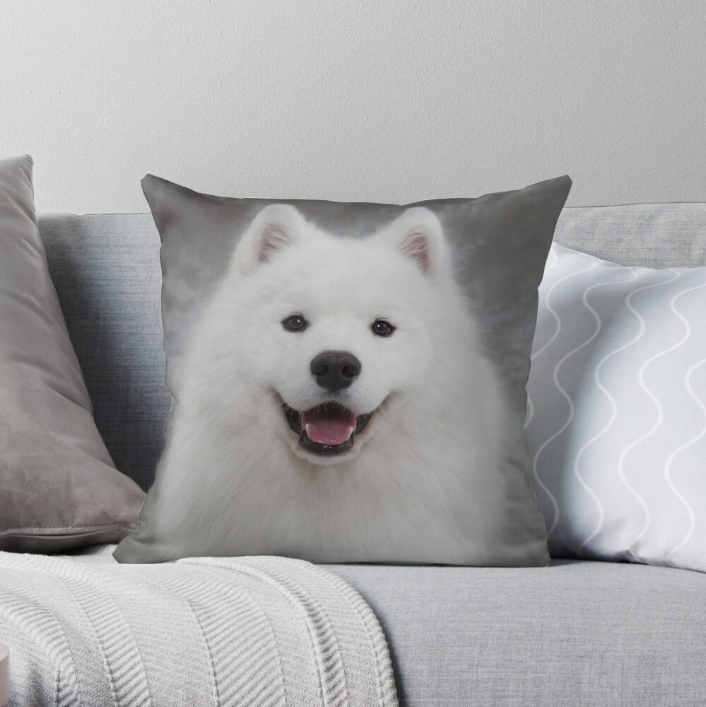 Samoyed Puppy Dog Throw Pillow