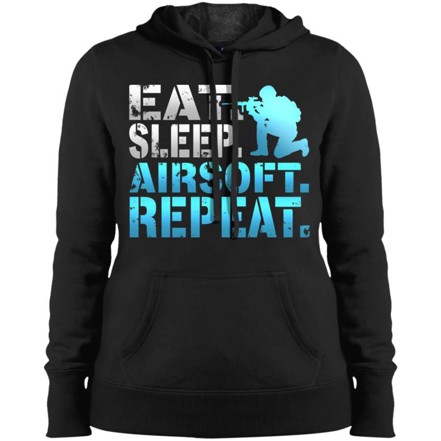 AGR Eat Sleep Airsoft Repeat Ladies’ Pullover Hooded Sweatshirt