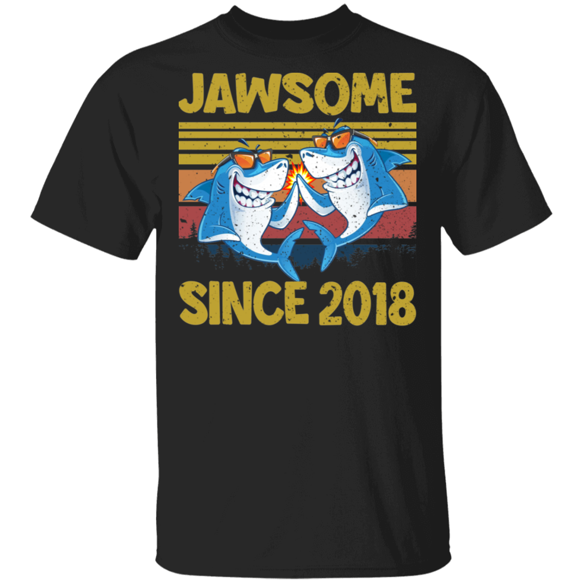 Birthday Shark Shirt Vintage Retro Jawsome Since 2018 Funny 3Rd Birthday Shark Lover Gifts T-Shirt