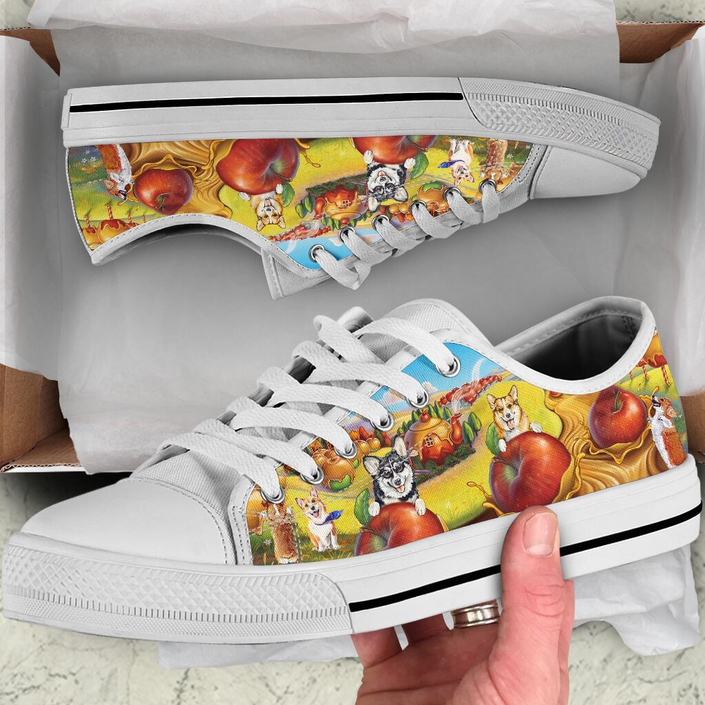 Corgi Candy Apple Low Top Shoes