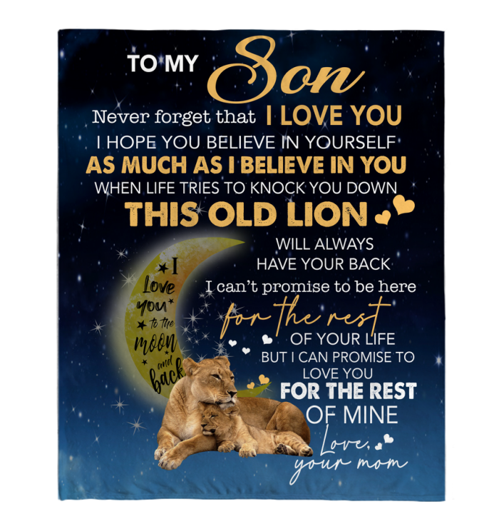 To My Son Never Forget I Love You Mom Gift For Son Lion Black Cozy Gift Fleece Blanket, Sherpa Blanket, Custom Blankets, Picnic Blanket, 3d Print Blanket, Blanket Sofa Bed