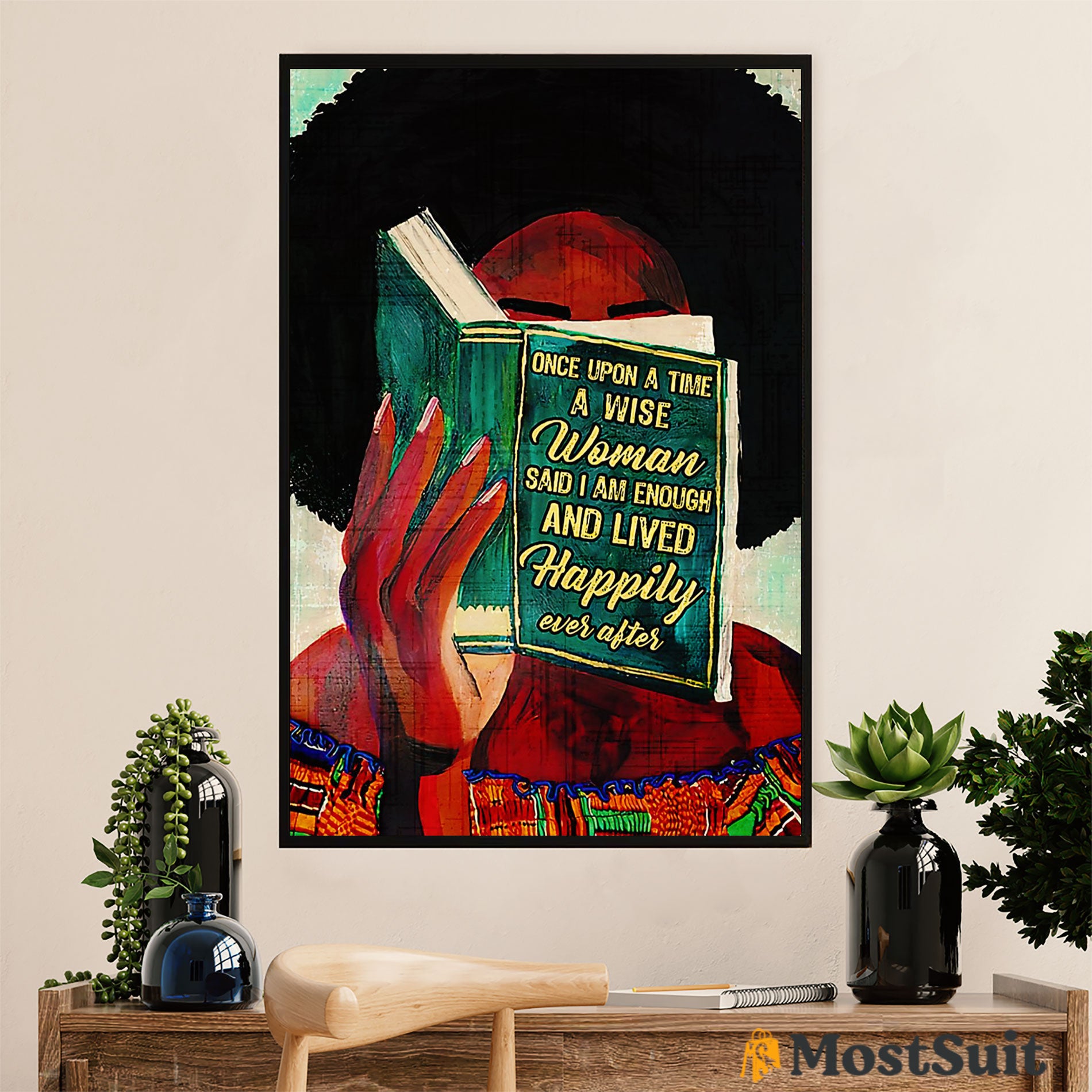 African American Afro Poster | Gift For Black Girl | Juneteenth Day Room Wall Art – Happy Black Woman