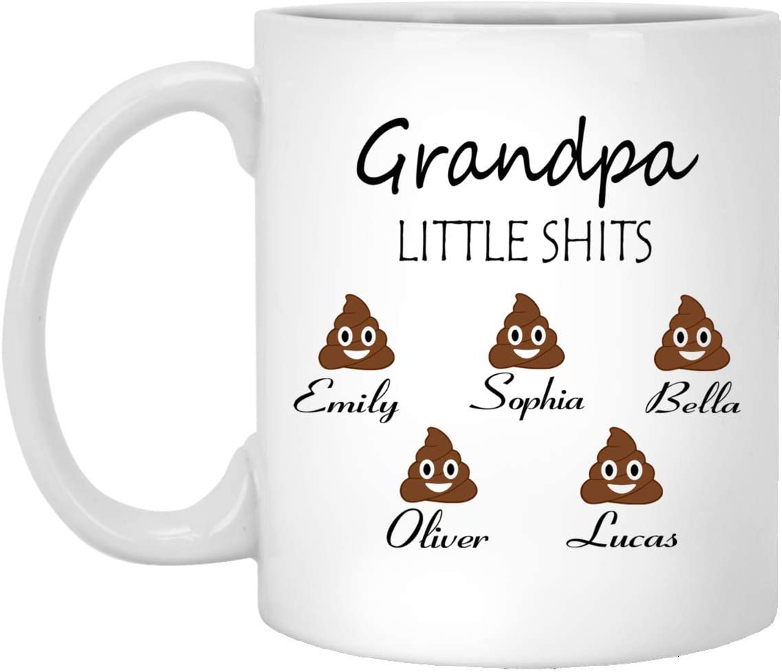 Grandpa Gift Personalized – Grandpa’S Little Shits – Grandpa Funny Mug Customizable – Father’S Day Gift – Gift For Grandpa – Grandpa’S Birthday 15Oz