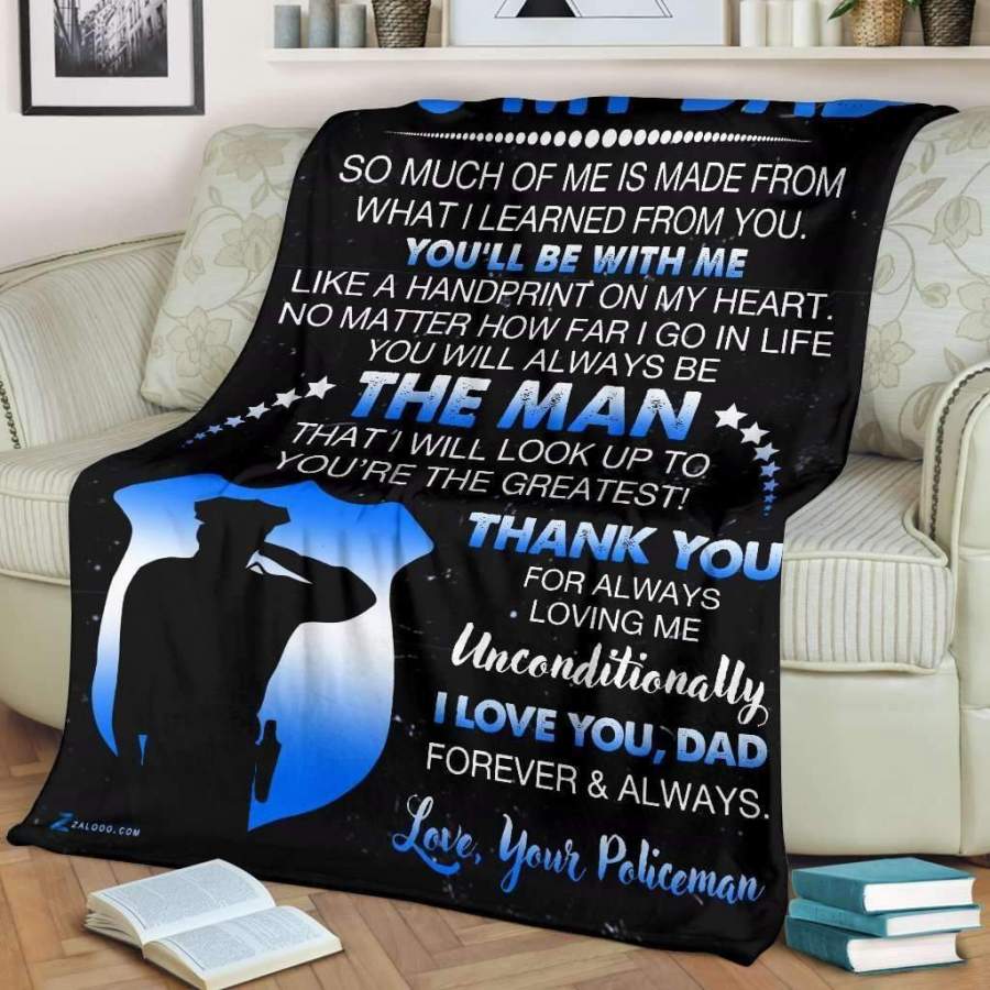 Gift For Dad From Police Son Blanket Thank You For Loving Me Unconditionally