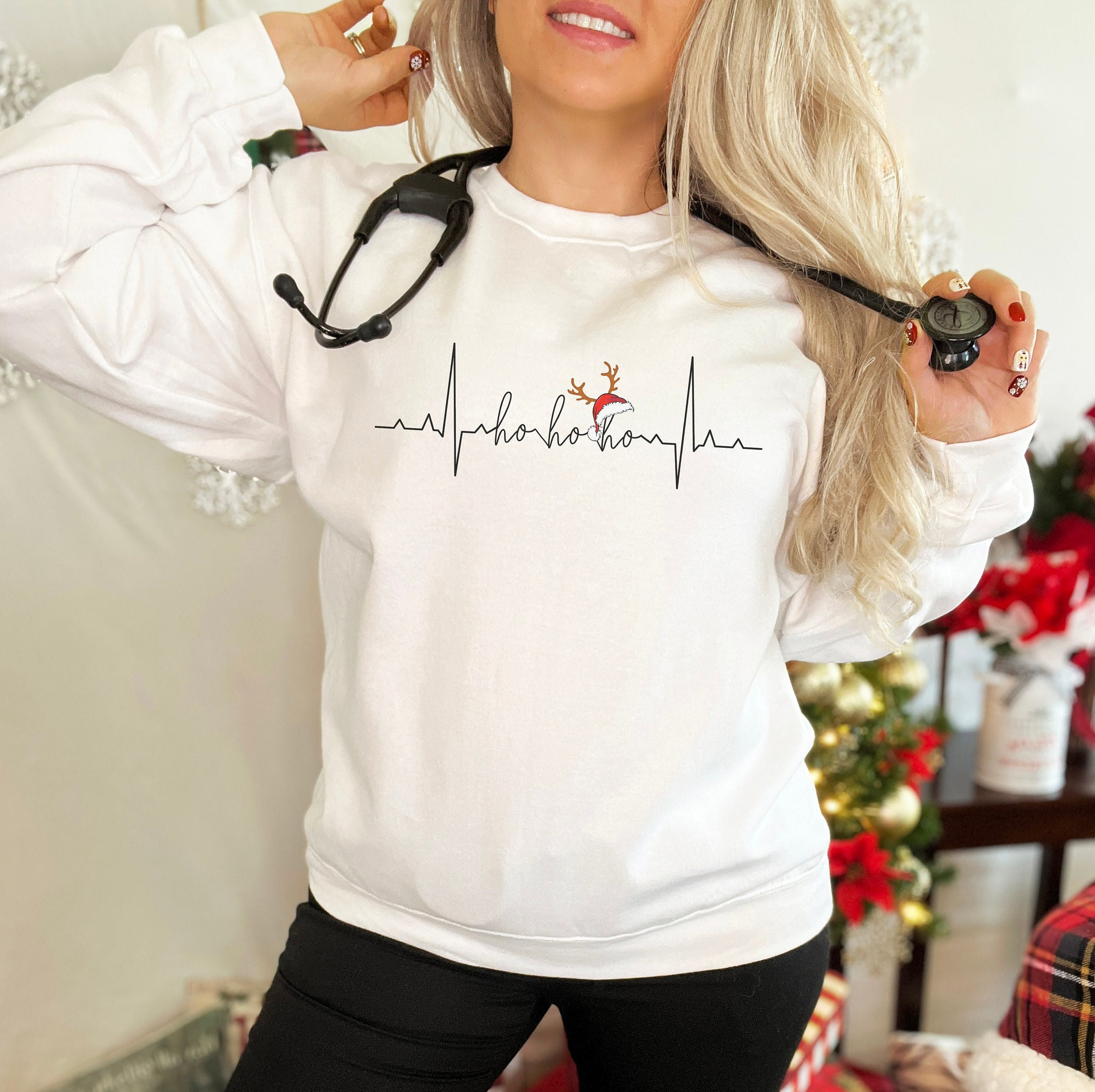 Nurse Tele Tech EKG Christmas Sweat, Funny Medical Ccu Cardiac Icu Xmas Sweatshirt, CVICU Rn telemetry unit war room Holiday Gift